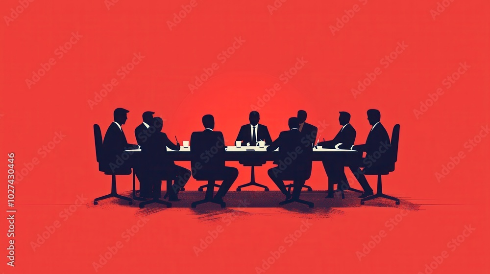 Minimal leadership meeting, strategic planning, clean design, flat vector art Minimal leadership meeting, strategic planning, clean design, flat vector art