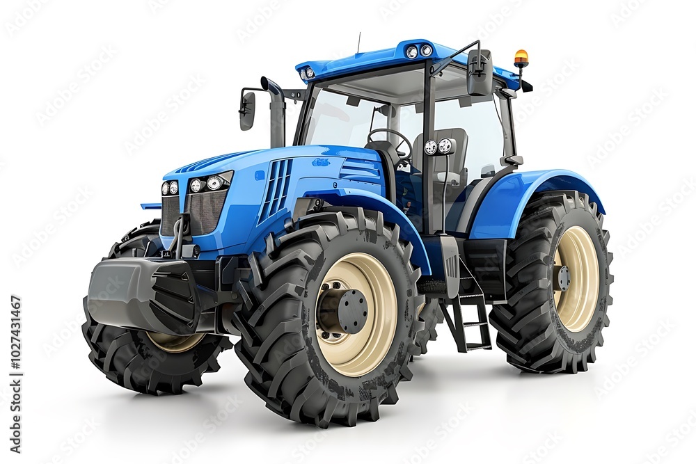 Agricultural blue tractor isolated on white background Agricultural blue tractor isolated on white background