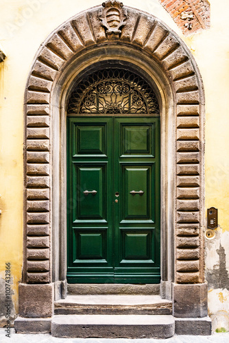 Italian Door. Old Italian street of a small town of Lucca in Tuscany