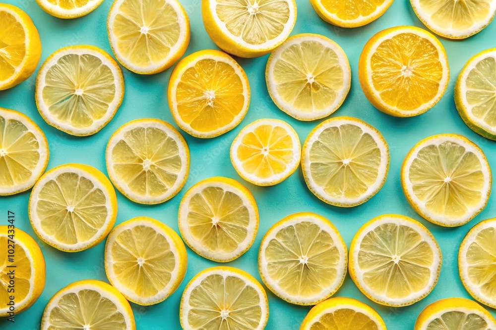 Seamless Pattern of Lemon Slices in Cold Colors - Low Light Photography for Fresh Designs Seamless Pattern of Lemon Slices in Cold Colors - Low Light Photography for Fresh Designs