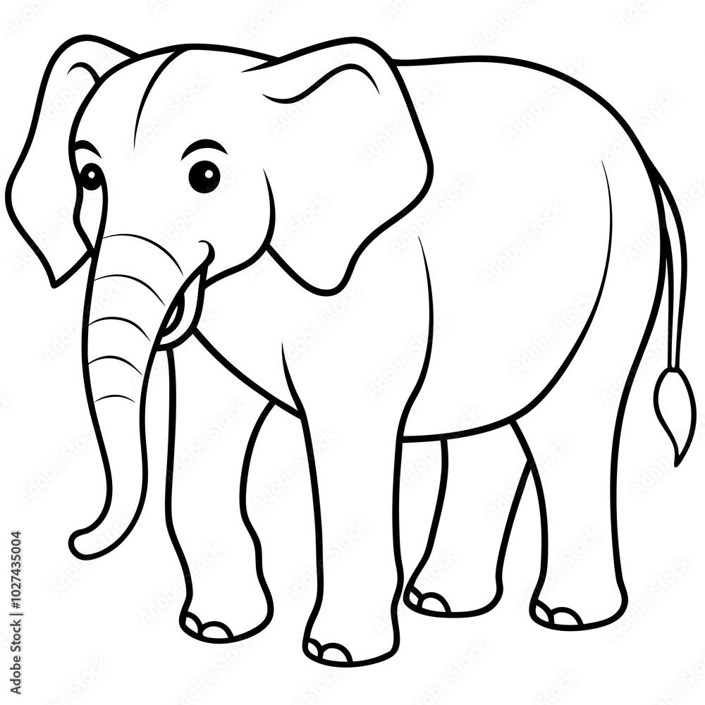 simple icon Children coloring book page, line art, monochrome black and white, cartoon outline cute style, illustration of elephant simple icon Children coloring book page, line art, monochrome black and white, cartoon outline cute style, illustration of elephant