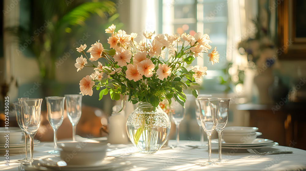 A White Tablecloth Placed on a Rectangular Dining Table with Elegant Tableware and Subtle Decor for a Sophisticated Dining Room Setting.
A White Tablecloth Placed on a Rectangular Dining Table with Elegant Tableware and Subtle Decor for a Sophisticated Dining Room Setting.