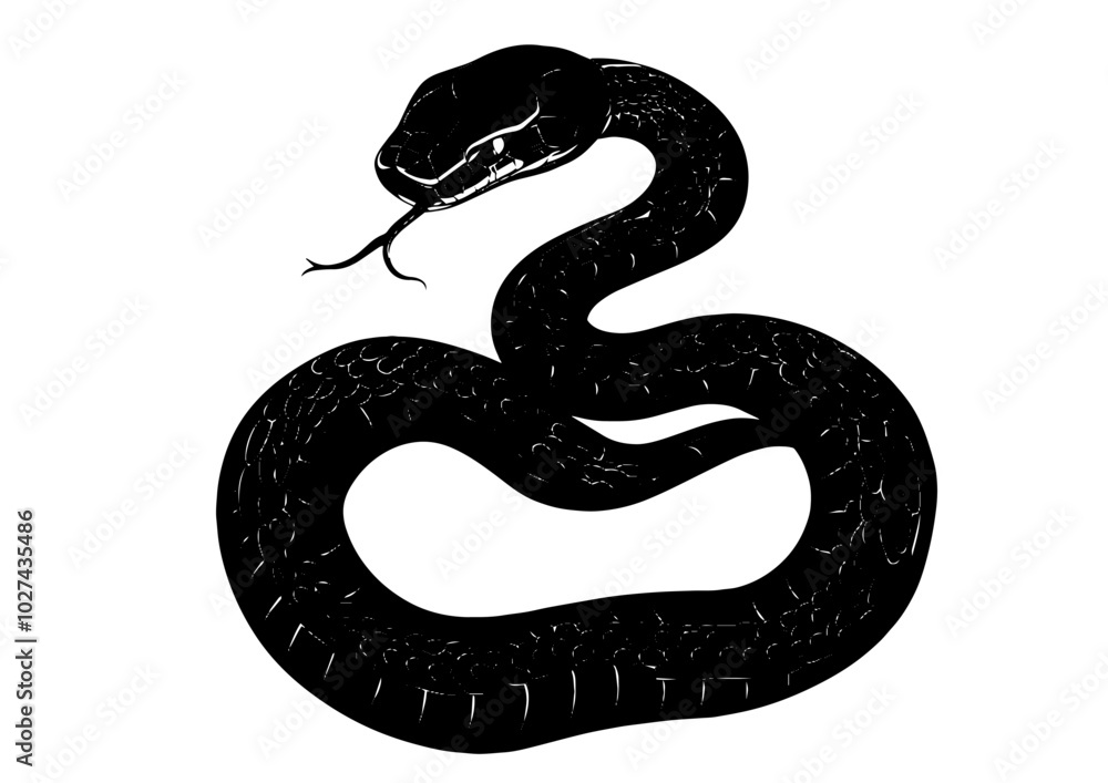 Fototapeta premium 2025年巳年年賀状素材水墨画風