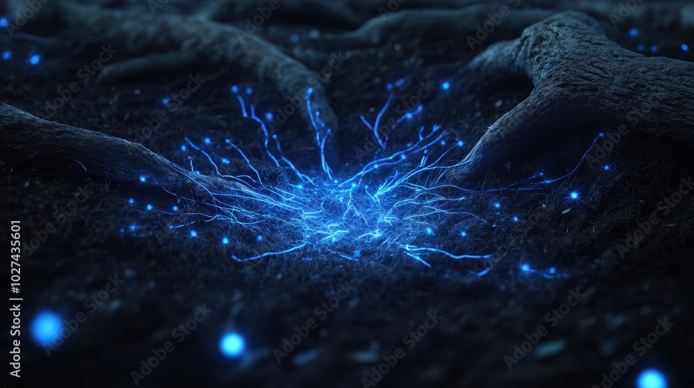 Glowing Fungal Network in a Dark Environment Glowing Fungal Network in a Dark Environment