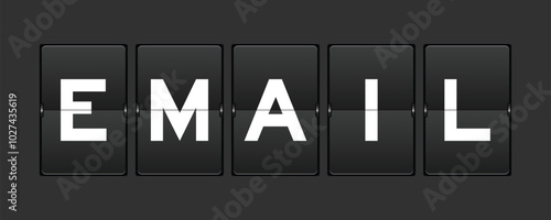 Black color analog flip board with word email on gray background