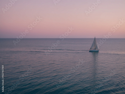 Solitary Sailboat on Calm Seas photo