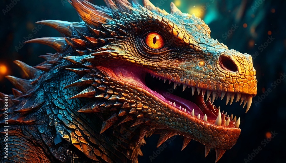 Drachen in Eidechsen Form Nahaufnahme Kopf