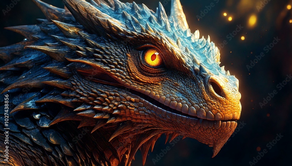 Drachen in Eidechsen Form Nahaufnahme Kopf Drachen in Eidechsen Form Nahaufnahme Kopf