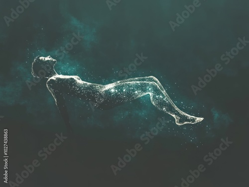 Minimalist depiction of astral projection and spiritual journey, AI generated