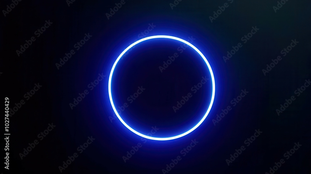 A blue circle is lit up in the dark A blue circle is lit up in the dark