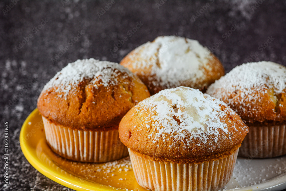 Product photo of a homemade muffin without people Product photo of a homemade muffin without people