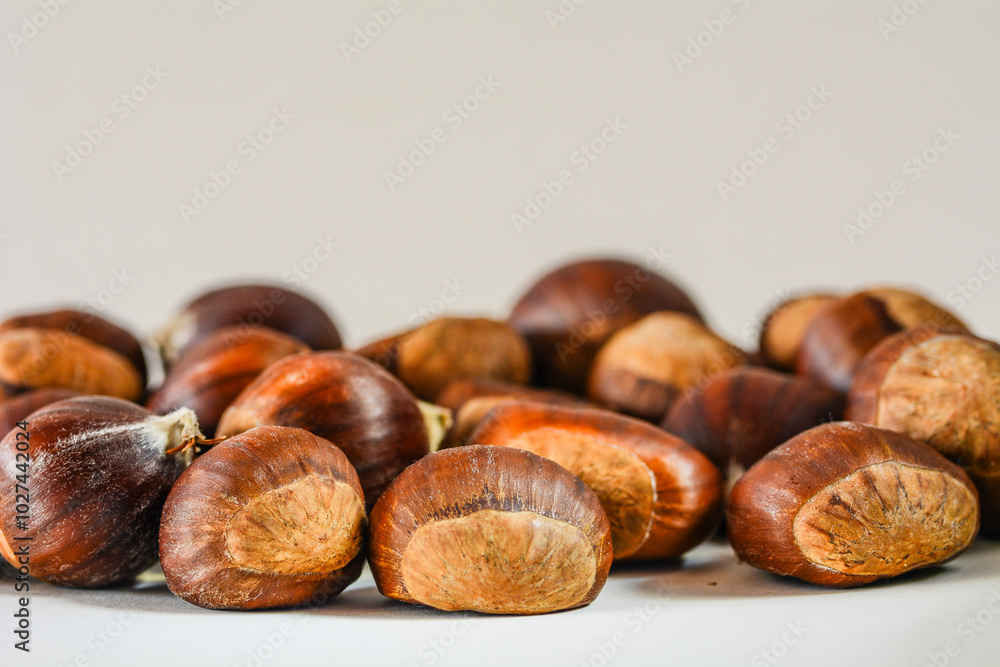 Group of sweet chestnuts isolated Group of sweet chestnuts isolated