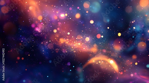 Abstract Background with Colorful Lights and Glitter photo