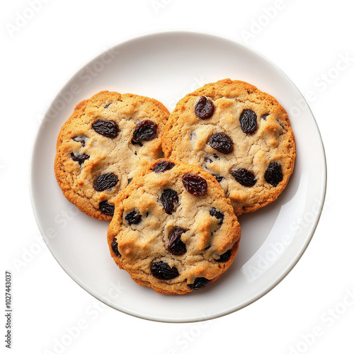 Golden Brown Cookies with Chocolate Chips Plated.