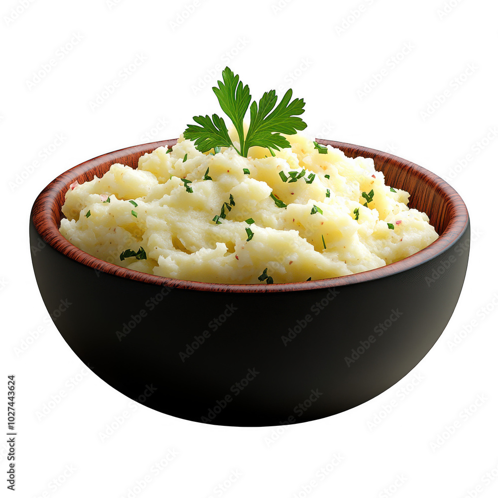 Creamy Mashed Potatoes with Fresh Parsley on Dark Background. Creamy Mashed Potatoes with Fresh Parsley on Dark Background.