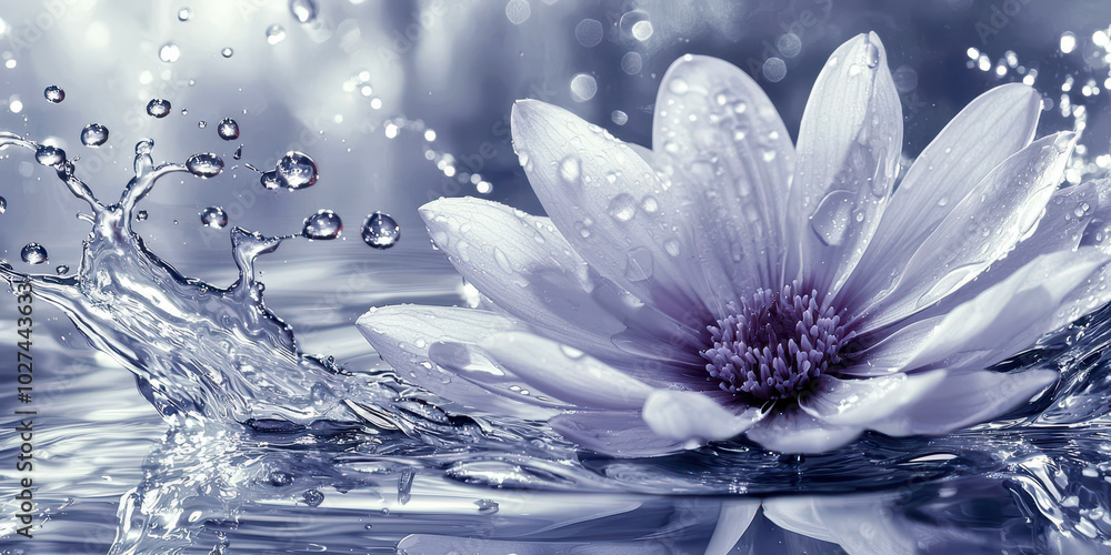 Obraz premium A flower is floating on top of a body of water