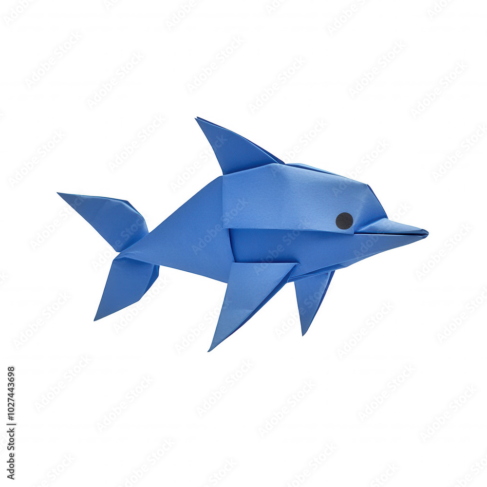 Origami Paper Shark in Blue, Delicate Paper Craft Artwork. Origami Paper Shark in Blue, Delicate Paper Craft Artwork.