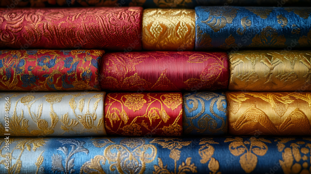 Colorful Damask Fabric Rolls with Intricate Patterns on Display in a Textile Shop, Showcasing Luxurious Textures and Traditional Decorative Designs.
Colorful Damask Fabric Rolls with Intricate Patterns on Display in a Textile Shop, Showcasing Luxurious Textures and Traditional Decorative Designs.