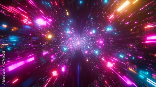 Vibrant Cosmic Explosion of Colorful Lights and Energy