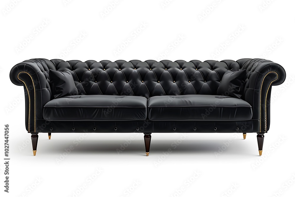 Fototapeta premium Black sofa isolated on white background