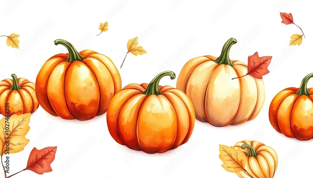 Autumn set of pumpkins on isolated white background, watercolor painting, hand drawing AI Generate Autumn set of pumpkins on isolated white background, watercolor painting, hand drawing AI Generate