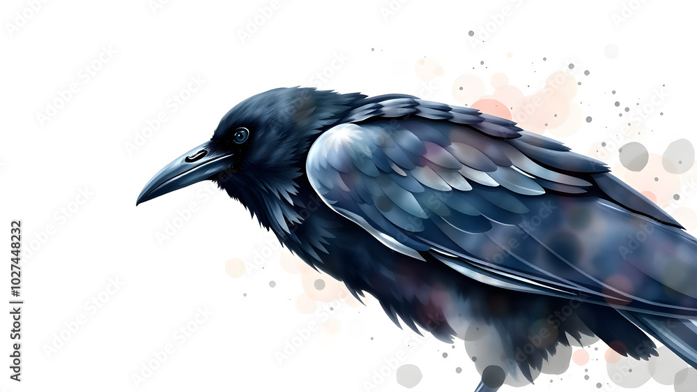 Fototapeta premium Crow Watercolor Vector Art. Generative AI