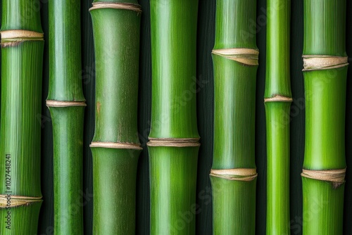 A row of bamboo sticks, some of which are brown and some are yellow, generative ai image