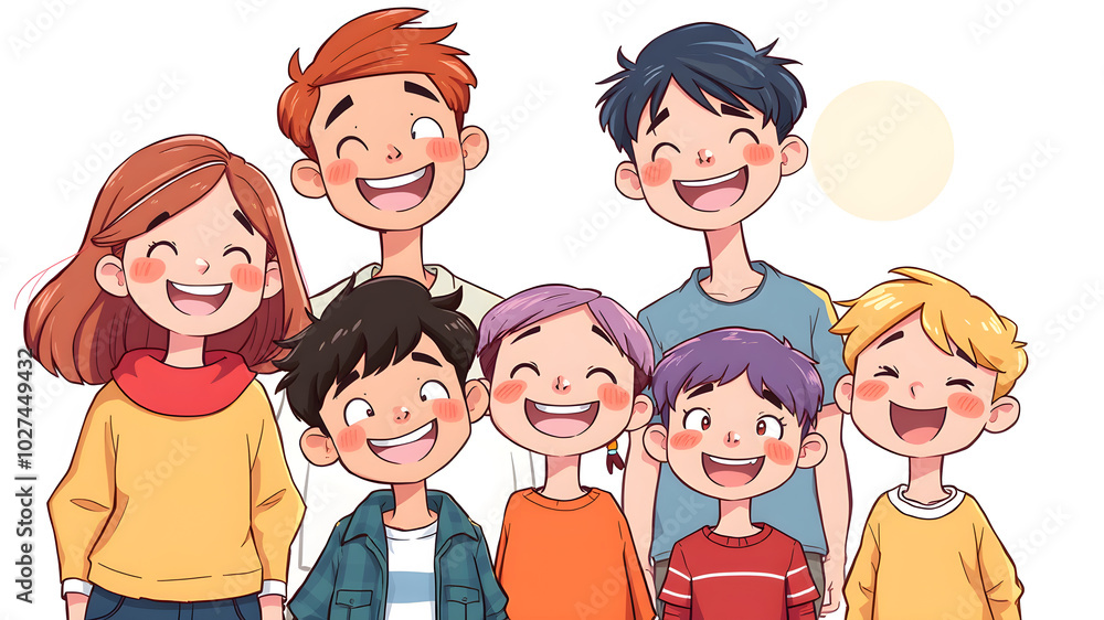 Illustration characters of youth smiling. Generative AI Illustration characters of youth smiling. Generative AI
