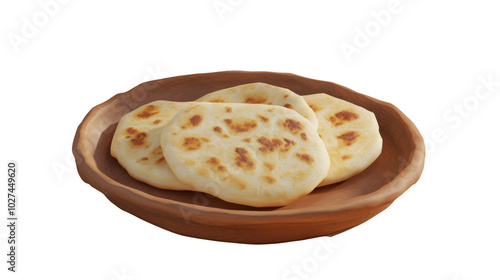 Khubz 3D Rendering Tray of Traditional Arabic flatbread