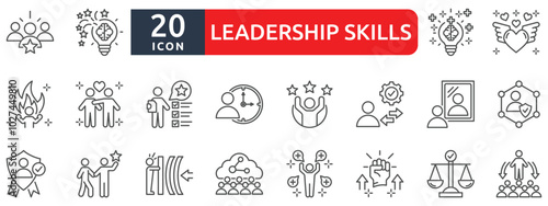 Leadership skills icon set