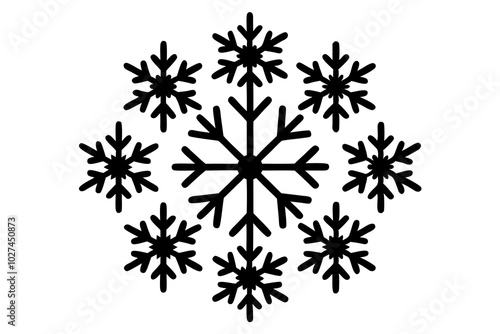 snowflakes is arranged in a symmetrical pattern against a white background