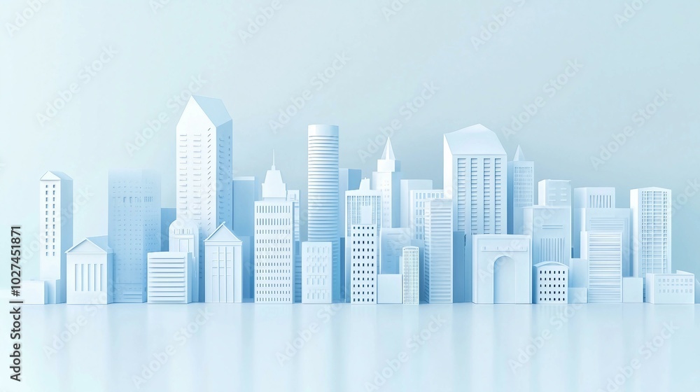 Contemporary Minimalist Paper Skyline: Artistic Exploration of Urban Architecture Contemporary Minimalist Paper Skyline: Artistic Exploration of Urban Architecture