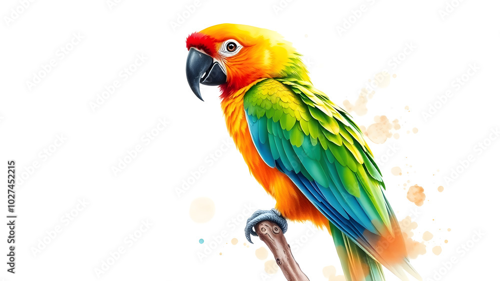 Parrot bird Watercolor art. Generative AI