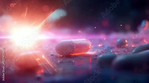 health care concept animation background, Medicine concept. Pattern with capsule pills slow motio photo