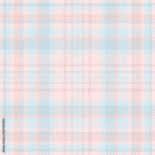 Calm check background texture, premium tartan vector fabric. Attire pattern seamless textile plaid in light and misty rose colors.