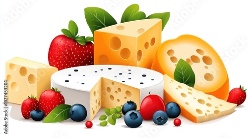 Delicious Assortment of European Cheeses with Fresh Fruits