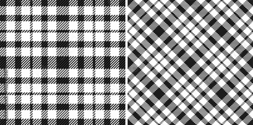 Check textile vector of seamless plaid pattern with a background tartan fabric texture. Set in monochrome colors for oilcloth tablecloth designs.