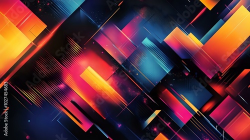 Bold and vibrant abstract background with sharp geometric shapes and bright neon colors, creating a modern, edgy design photo