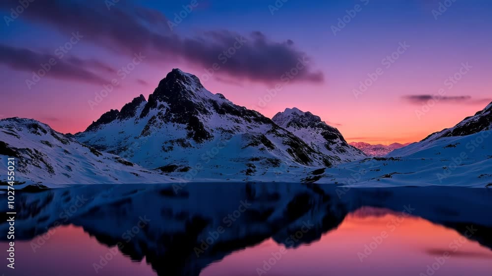 Snowy Mountain Sunset