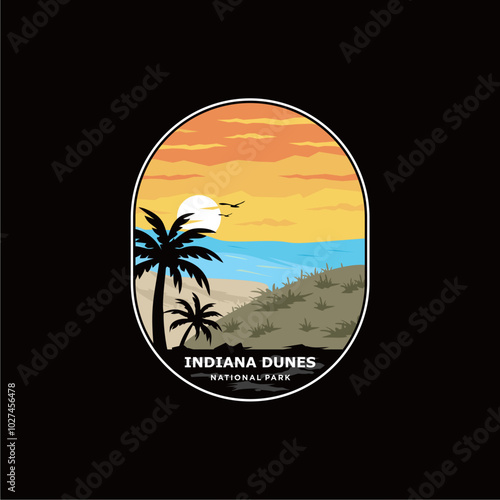 Indiana Dunes National Park Emblem patch logo illustration on dark background