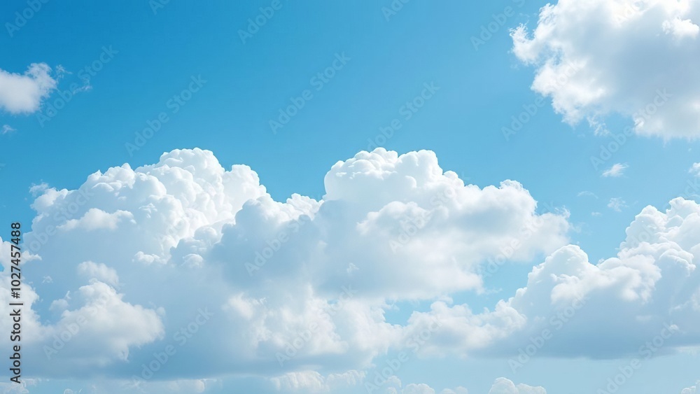 Fluffy white clouds in bright blue sky
Fluffy white clouds in bright blue sky
