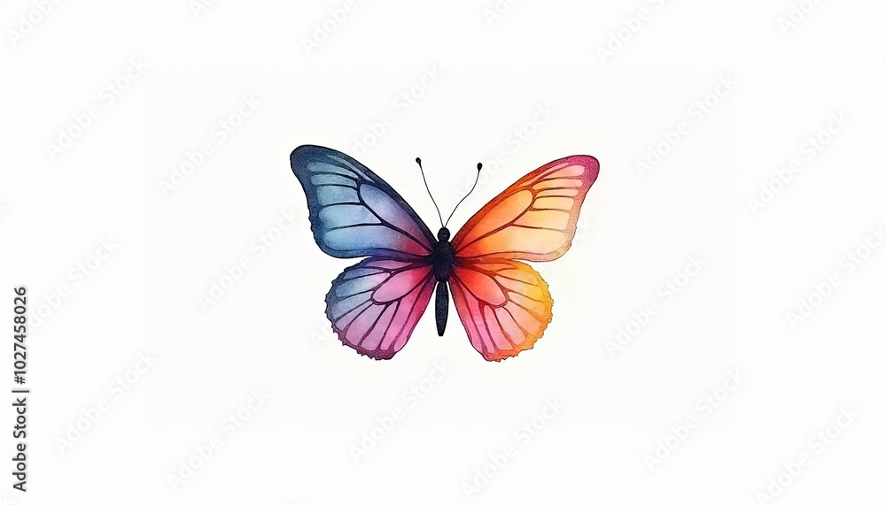 Watercolor butterfly isolated on white background, hand drawing, painting AI Generate Watercolor butterfly isolated on white background, hand drawing, painting AI Generate