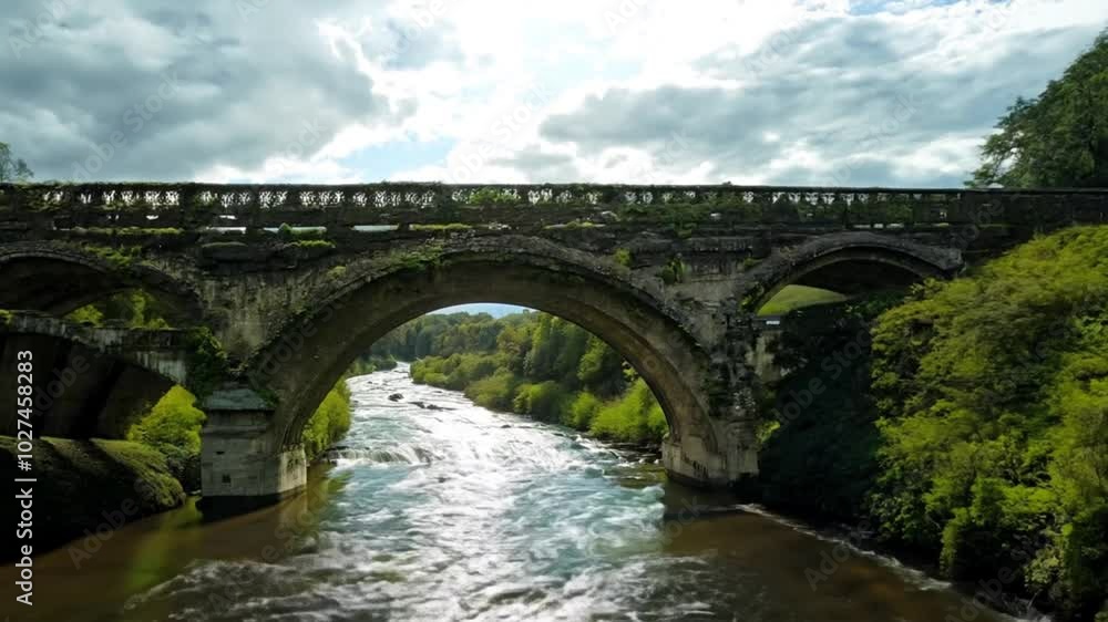 old bridge over the river. generative ai old bridge over the river. generative ai