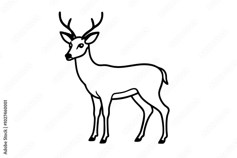 simple icon Children coloring book page, line art, monochrome black and white, cartoon outline cute style, illustration of deer simple icon Children coloring book page, line art, monochrome black and white, cartoon outline cute style, illustration of deer