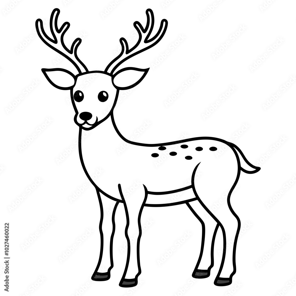 simple icon Children coloring book page, line art, monochrome black and white, cartoon outline cute style, illustration of deer simple icon Children coloring book page, line art, monochrome black and white, cartoon outline cute style, illustration of deer