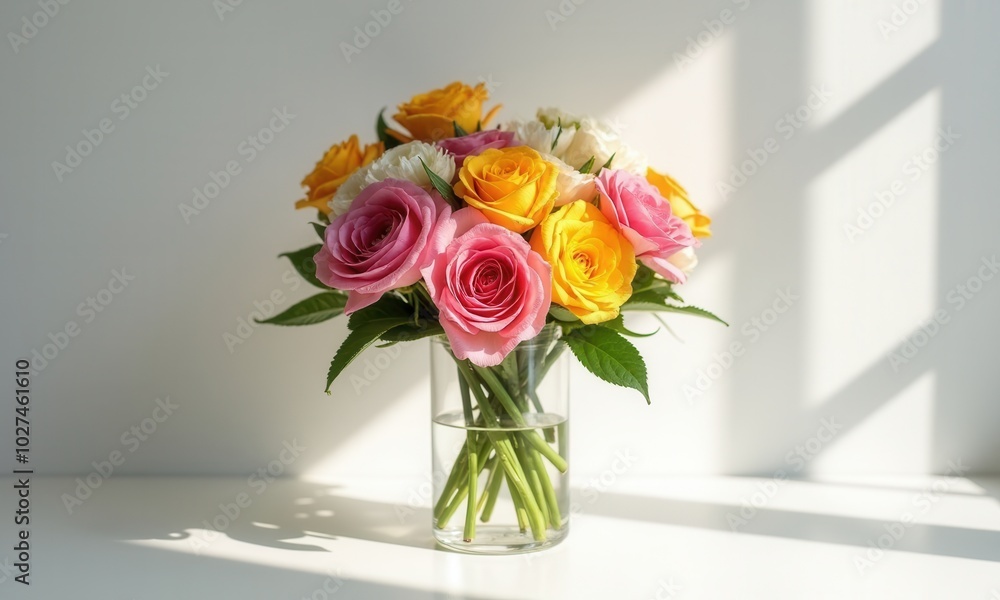 Flowers in a vase with natural light on the background. Flowers in a vase with natural light on the background.