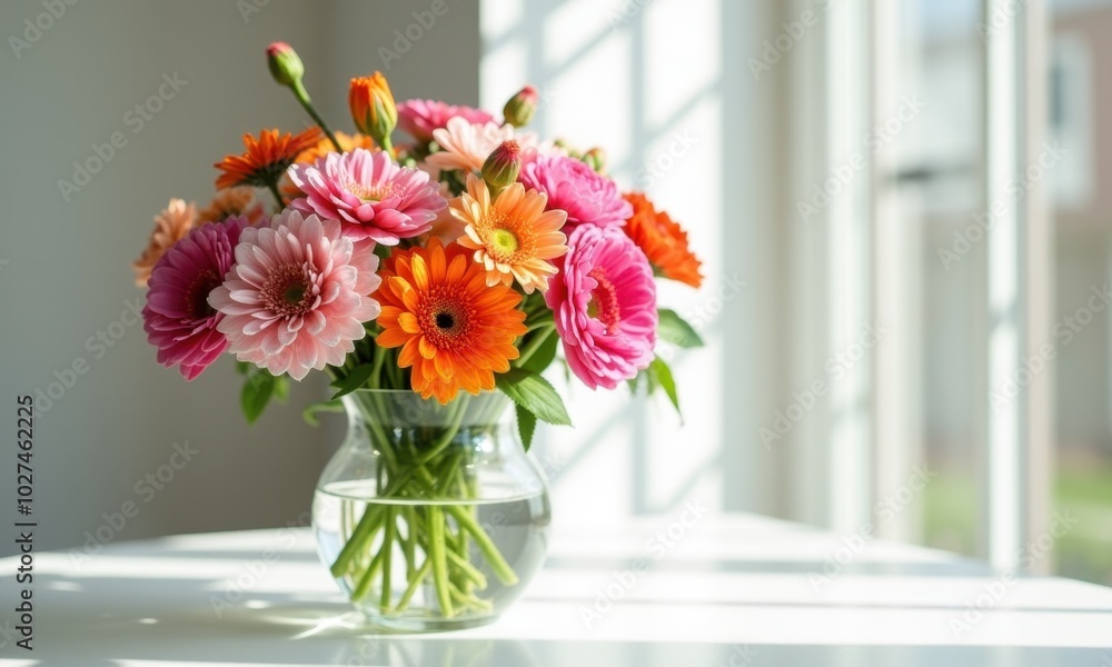 Photograph of a spring flower bouquet in sunlight. Photograph of a spring flower bouquet in sunlight.