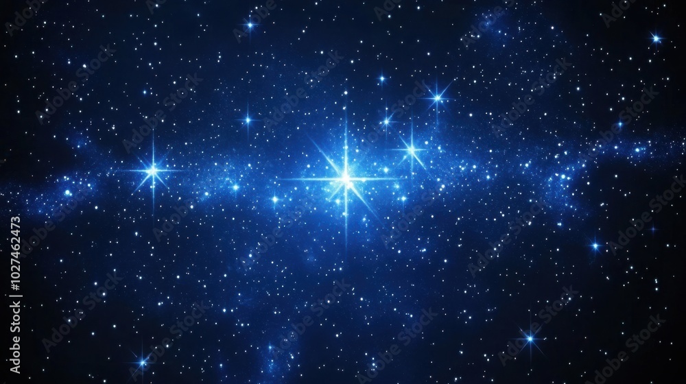 Cosmic starry night sky with bright stars and deep blue space background Cosmic starry night sky with bright stars and deep blue space background