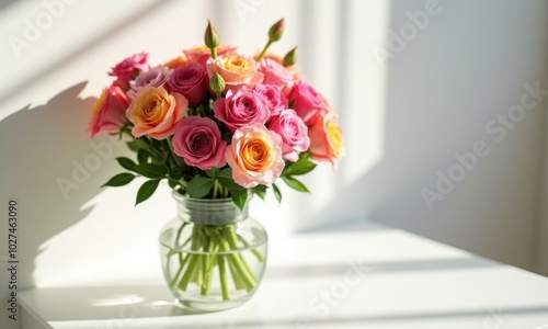 Wallpaper Mural Minimalist flower bouquet in a vase on a light background. Torontodigital.ca