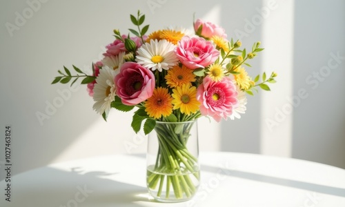 Wallpaper Mural Composition with orange gerberas and roses in a vase. Torontodigital.ca